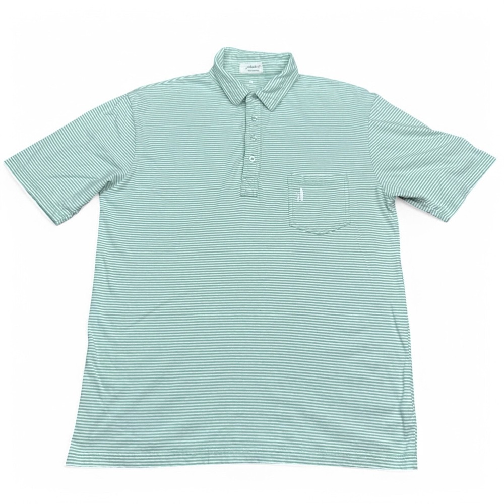 Johnnie O West Coast Prep Polo Shirt Mens Size Large Green Striped Embroidered